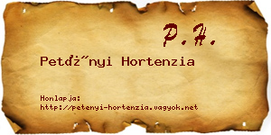 Petényi Hortenzia névjegykártya